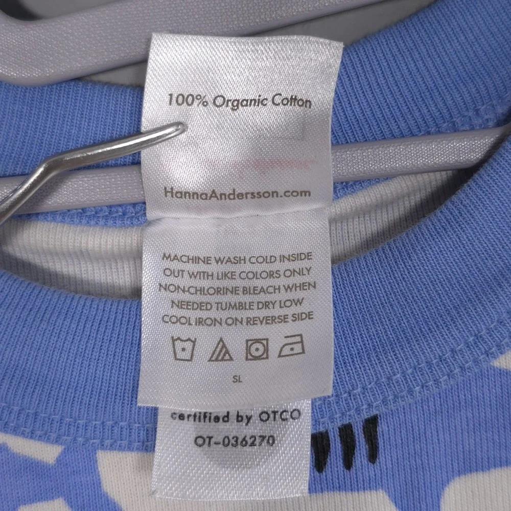 HANNA ANDERSSON 100% Organic Cotton Shark Pajama 8‎ Set Kids White & Blue